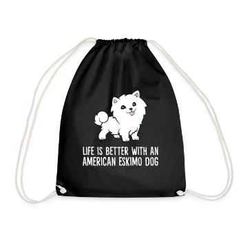 Life Is Better With An American Eskimo Dog - Turnbeutel - Schwarz - Vorne