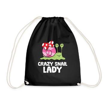 Crazy Snail Lady Love Snails - Drawstring Bag - black - Front