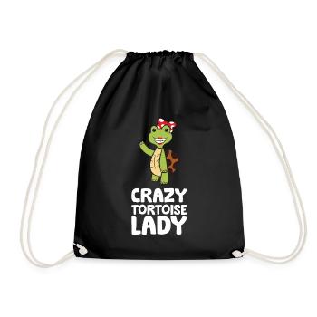 Crazy Tortoise Lady Cute Tortoise - Drawstring Bag - black - Front