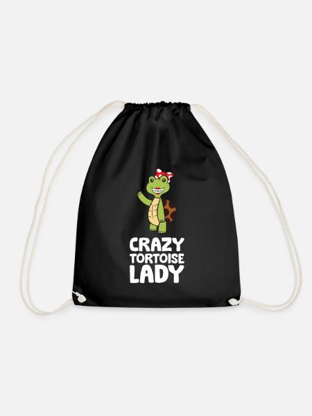 Crazy Tortoise Lady Cute Tortoise - Drawstring Bag - black