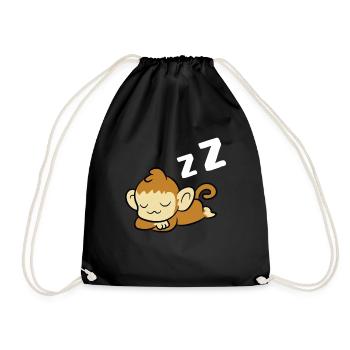 Sleeping Monkey Pyjama Lazy Monkey - Drawstring Bag - black - Front