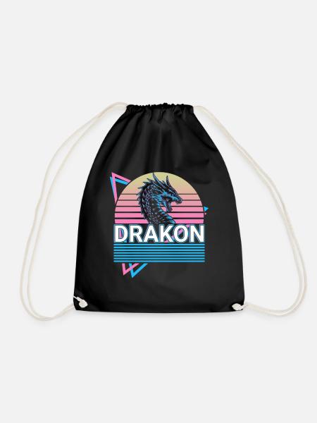 Drakon Giant Serpent Mythical Creature Greek - Drawstring Bag - black