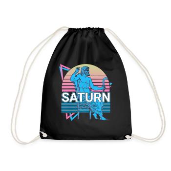 Saturn God of Time Ancient Roman mythology Re - Drawstring Bag - black - Front