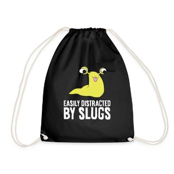 Banana Slug Easily Distracted By Slugs - Drawstring Bag - black - Front