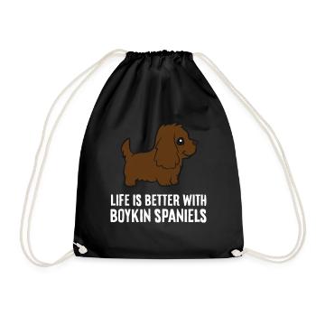 Life Is Better With Boykin Spaniel Dogs - Drawstring Bag - black - Front