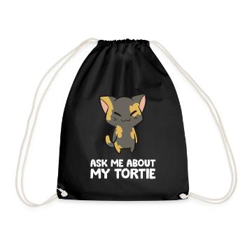 Tortie-Katzenbesitzer Fragen Sie mich nach meiner - Turnbeutel - Schwarz - Vorne
