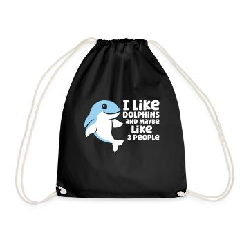 Dolphin Watching I Like Dolphins And Maybe Like 3 - Drawstring Bag - black - Front
