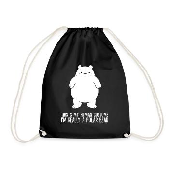 This Is My Human Costume I'm Really A Polar Bear - Drawstring Bag - black - Front