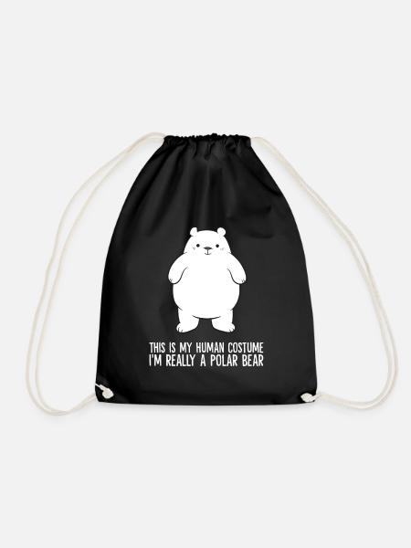 This Is My Human Costume I'm Really A Polar Bear - Drawstring Bag - black