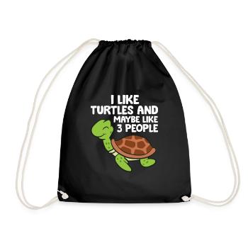 I Like Turtles And Maybe Like 3 People Turtles - Drawstring Bag - black - Front