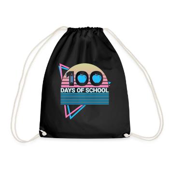 100 Days School Retro - Drawstring Bag - black - Front