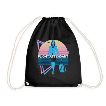Flight attendant Retro - Drawstring Bag - black - Front