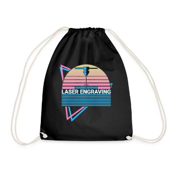 Laser Engraving Retro - Drawstring Bag - black - Front