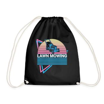 Lawn mowing retro - Drawstring Bag - black - Front