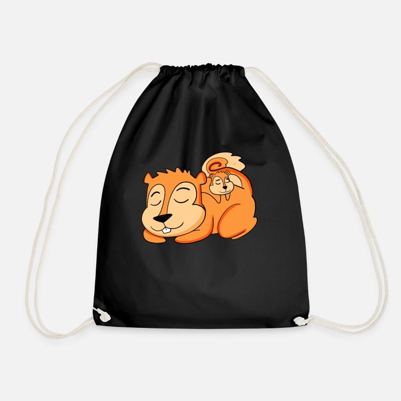 Eichhörnchen mit Baby Eichhörnchen - Familie - Turnbeutel - Schwarz