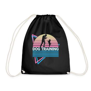 Dog Training Retro Trainer - Drawstring Bag - black - Front