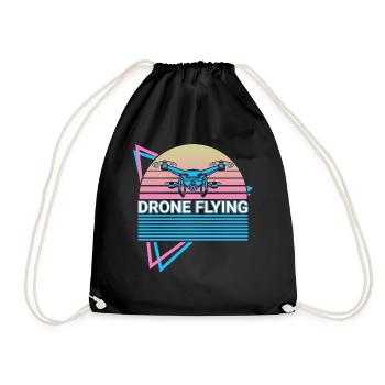 Drone Flying Retro Drone Pilot - Drawstring Bag - black - Front