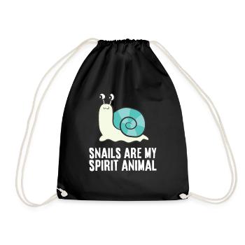 Snails Are My Spirit Animal Kawaii Snail - Drawstring Bag - black - Front