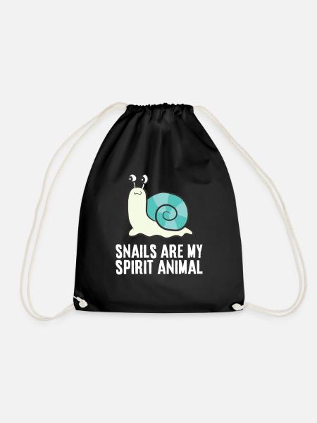 Snails Are My Spirit Animal Kawaii Snail - Drawstring Bag - black
