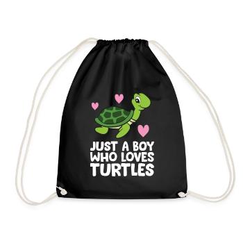 Just a Boy Who Loves Turtles - Drawstring Bag - black - Front