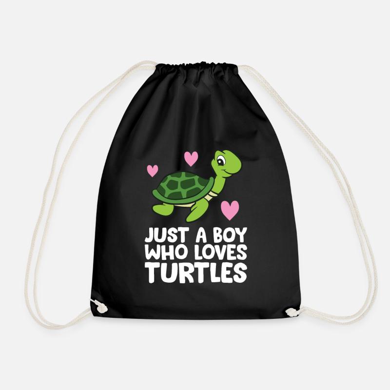 Nur ein Junge, der Schildkröten liebt - Turnbeutel - Schwarz