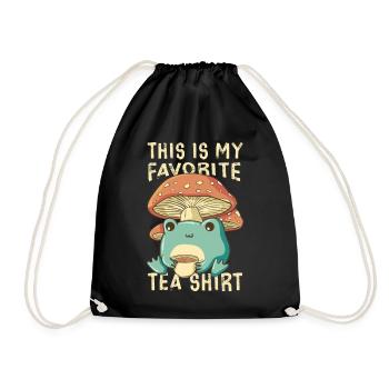 Cottagecore Esthétique Grenouille Sirotant du thé - Sac de sport léger - noir - Devant