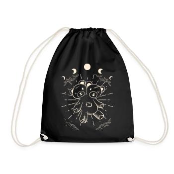 Kawaii Bear Moon Phases Gothic Two Headed Bear - Drawstring Bag - black - Front