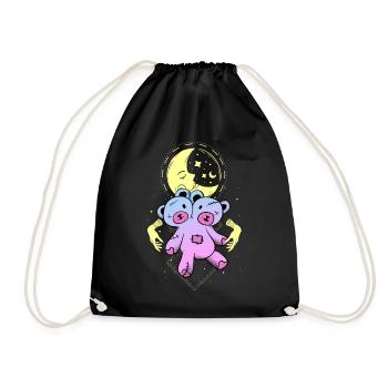 Kawaii Bear Pastel Goth Crescent Moon Gothic - Drawstring Bag - black - Front