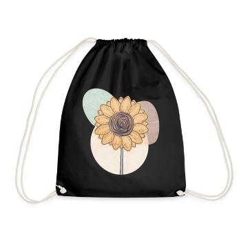Bohemian Aesthetic Sunflower Retro Pastel - Drawstring Bag - black - Front