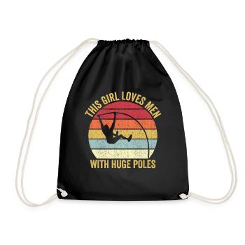 Funny pole vault pole vault with huge - Drawstring Bag - black - Front