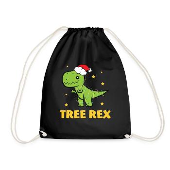 T-Rex - Tree Rex String Light Star Christmas Hat - Drawstring Bag - black - Front