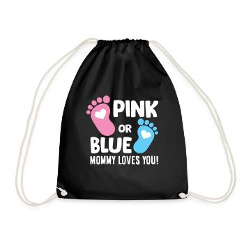 Gender Reveal Pregnancy Pink Or Blue Mommy Loves - Turnbeutel - Schwarz - Vorne