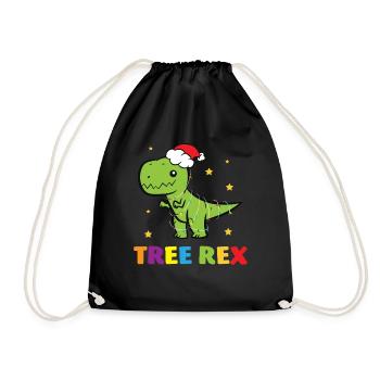 T-Rex - Tree Rex Lichterkette Stern Weihnachtsmütz - Turnbeutel - Schwarz - Vorne