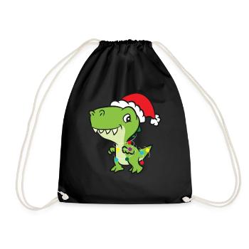 T-Rex - Tree-Rex bunte Lichterkette - Turnbeutel - Schwarz - Vorne