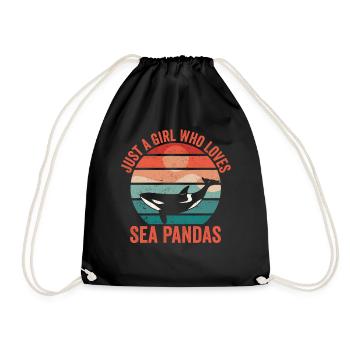 Lustiger Orca-Wal Meer Panda Retro - Turnbeutel - Schwarz - Vorne