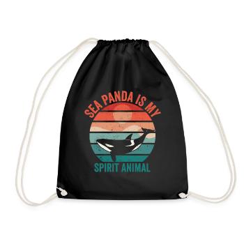 Drôle d’orque de mer Panda Rétro - Sac de sport léger - noir - Devant
