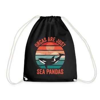 Drôle d’orque de mer Panda Rétro - Sac de sport léger - noir - Devant