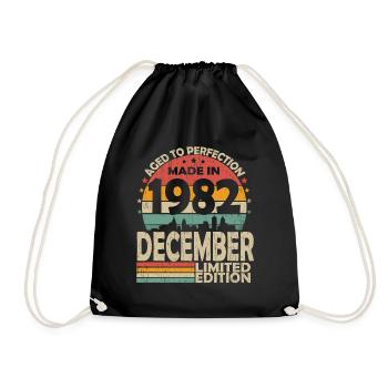 Décembre 1982 Vintage Retro Anniversaire - Sac de sport léger - noir - Devant