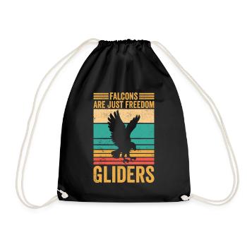 Funny falcons are just freedom gliders retro - Drawstring Bag - black - Front