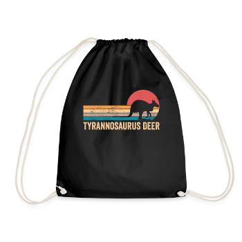 Funny Kangaroo Tyrannosaurus Deer Retro - Drawstring Bag - black - Front