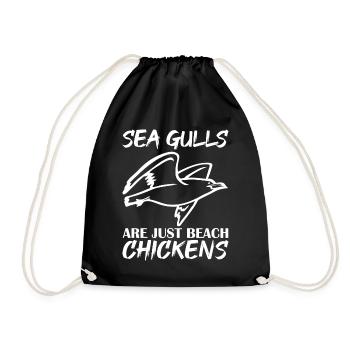 Joyeux Mouettes Mouettes ne sont que des poulets de plage - Sac de sport léger - noir - Devant