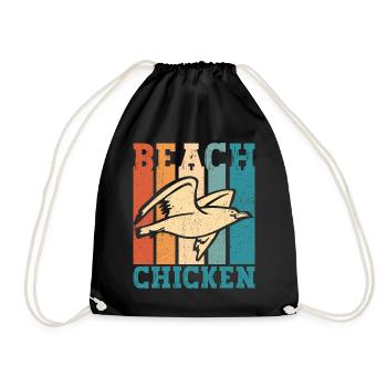 Mouette mouette Poulet de plage Rétro drôle - Sac de sport léger - noir - Devant