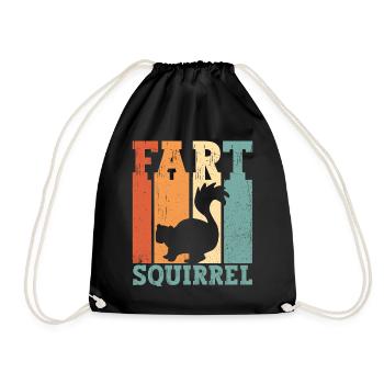 Funny Skunk Fart Squirrel Retro - Drawstring Bag - black - Front