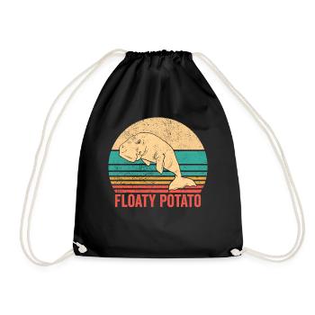 Lustige Seekuh Floaty Kartoffel Retro - Turnbeutel - Schwarz - Vorne