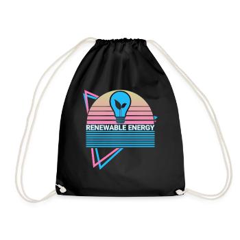 Renewable Energy Clean Energy Retro - Drawstring Bag - black - Front