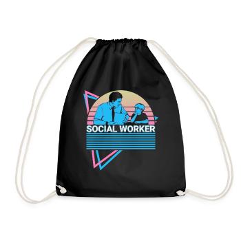 Social Worker Retro - Drawstring Bag - black - Front