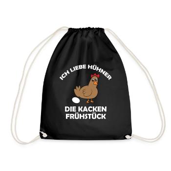 Ich liebe Hühner, die kacken Frühstück - Turnbeutel - Schwarz - Vorne