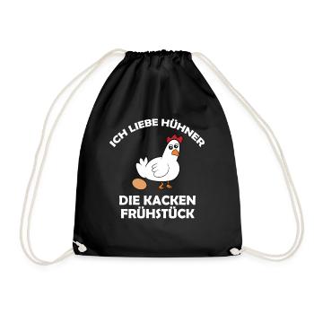 Ich liebe Hühner, die kacken Frühstück - Turnbeutel - Schwarz - Vorne