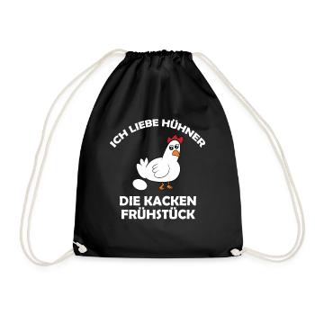 Ich liebe Hühner, die kacken Frühstück - Turnbeutel - Schwarz - Vorne