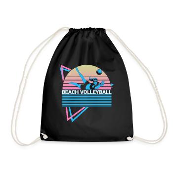 Beach-Volleyballspieler Retro - Turnbeutel - Schwarz - Vorne